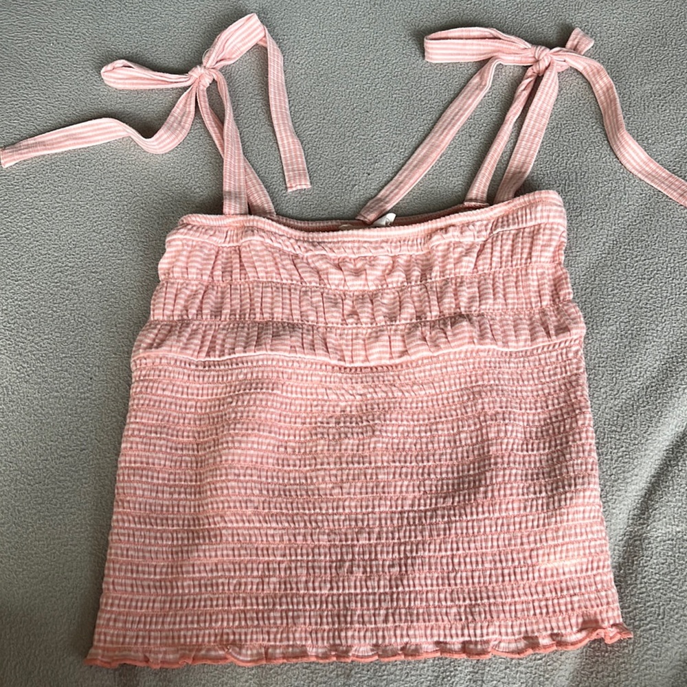Pink and white striped tank top